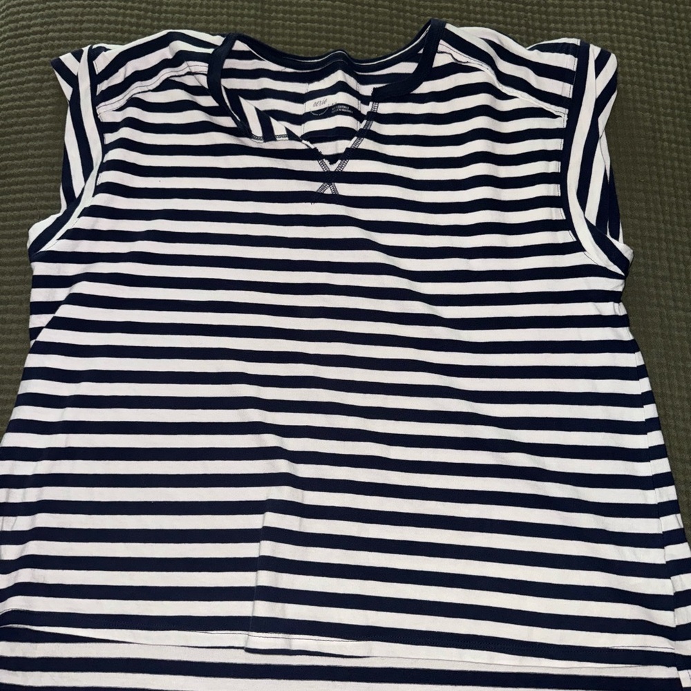 Aerie Navy and White Striped Short Sleeve Top